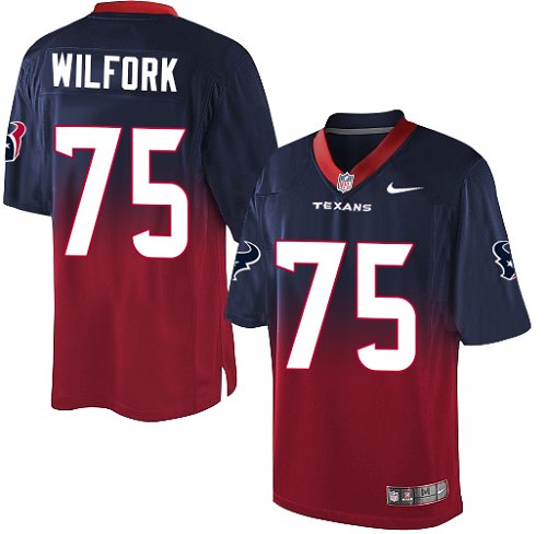 Men's Elite Vince Wilfork Nike Jersey Navy/Red - #75 Fadeaway NFL Houston Texans